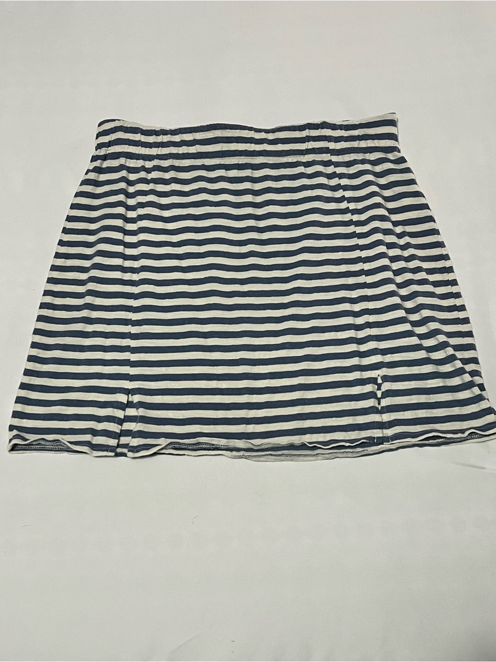 Natural by Known Supply 100% Organic Cotton Blue/Off-White Striped Skirt